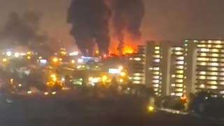 Footage shows a huge explosion at an airbase in Tehran's Mehrabad Airport