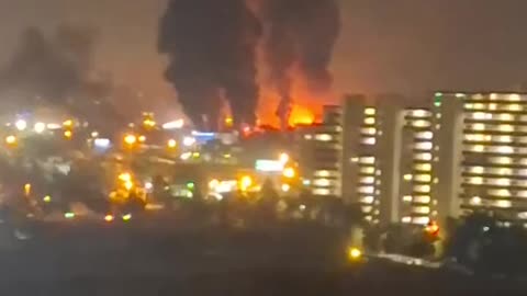 Footage shows a huge explosion at an airbase in Tehran's Mehrabad Airport