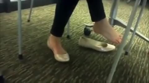 Candid Girl Feet, Brunette College Dangling Shoeplay