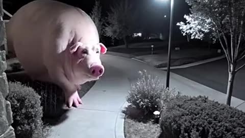 Huge pig caught on CCTV
