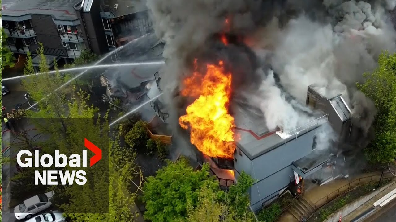 2 in hospital, dozens displaced after massive fire at North Vancouver seniors’ complex