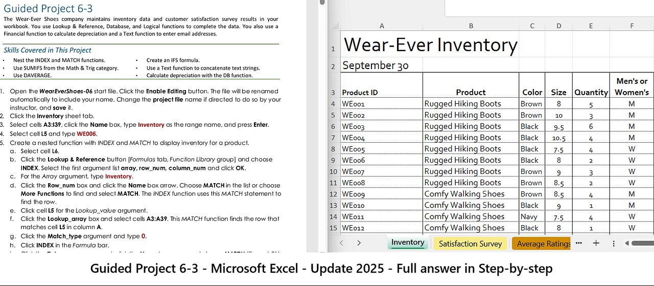 USING MICROSOFT EXCEL 2016 - Guided Project 6-3 - The Wear-Ever Shoes