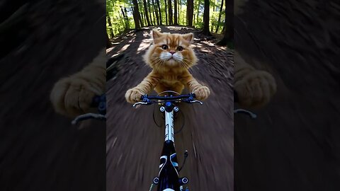 Orange Cat Biking #ai #viralshorts #funny #cute #cat #animals #video #shorts