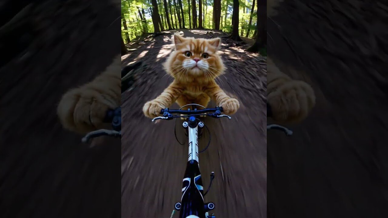 Orange Cat Biking #ai #viralshorts #funny #cute #cat #animals #video #shorts