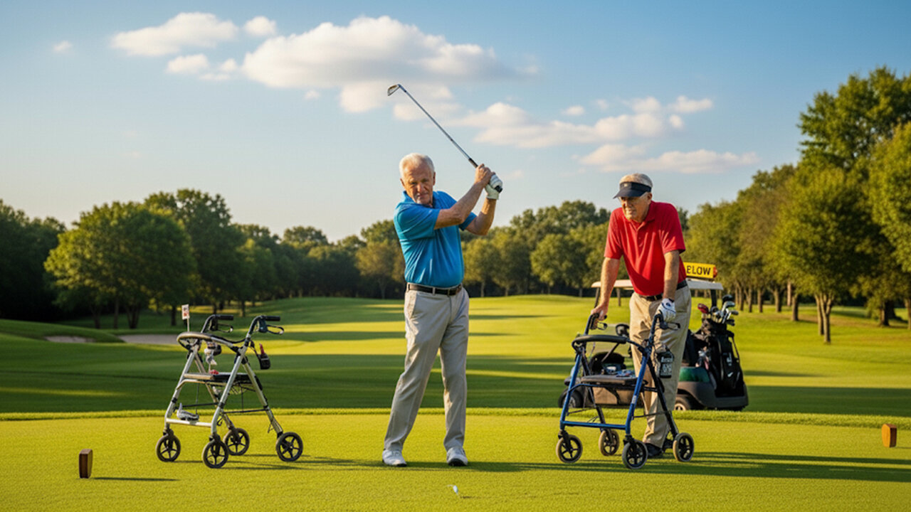 Looks like he... hit the tree Jim! | Oldtimers play some golf