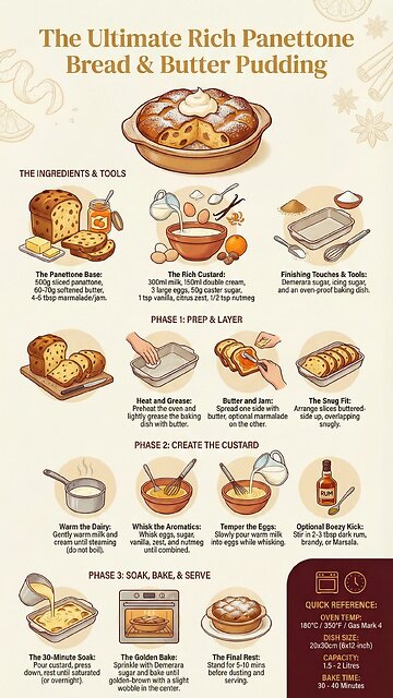 The Ultimate Rich Panettone Bread & Butter Pudding #shorts