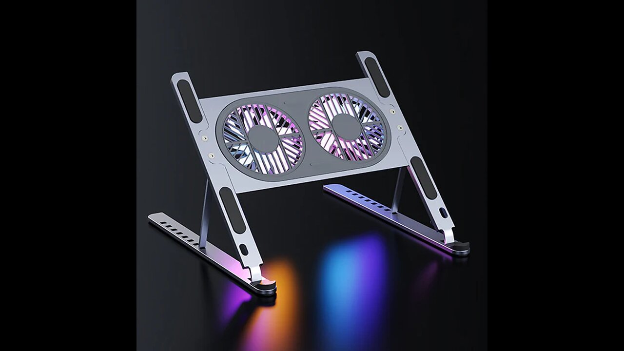 Portable Ergonomic Laptop Cooling Stand, with Adjustable Height & Quiet LED Fans