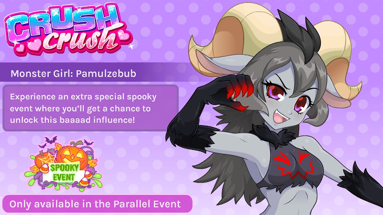 [11 chatters needed] Crush Crush School Spooky Event. New Girl Arrives: Pamulzebub (YUCK!)