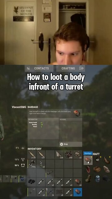 how to loot a body infront of a turret