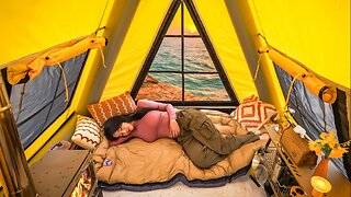 🌊PEACEFUL CAMPING ON THE SEA | SOUND OF WAVES