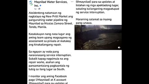 Vulnerability of Luzon’s Water Supply revealed after Damage to main Water Line took 2 Days to Repair