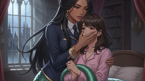 Monster Girl Academy: Handgagged and Coiled by Lamia [handgag] [tail gag]