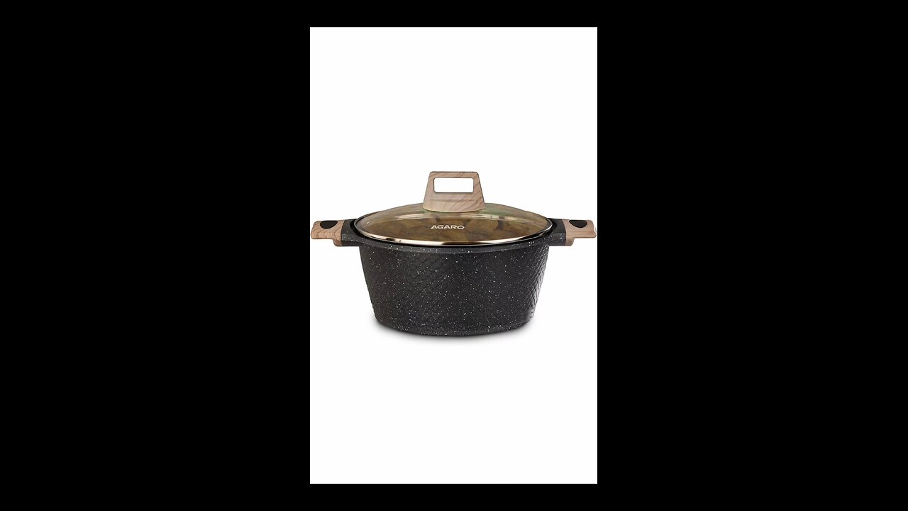 AGARO Imperial Granite Non Stick Casserole With Glass Lid