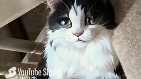 Louie Lovebug Goes Cartoon! | Funny Tuxedo Cat Short