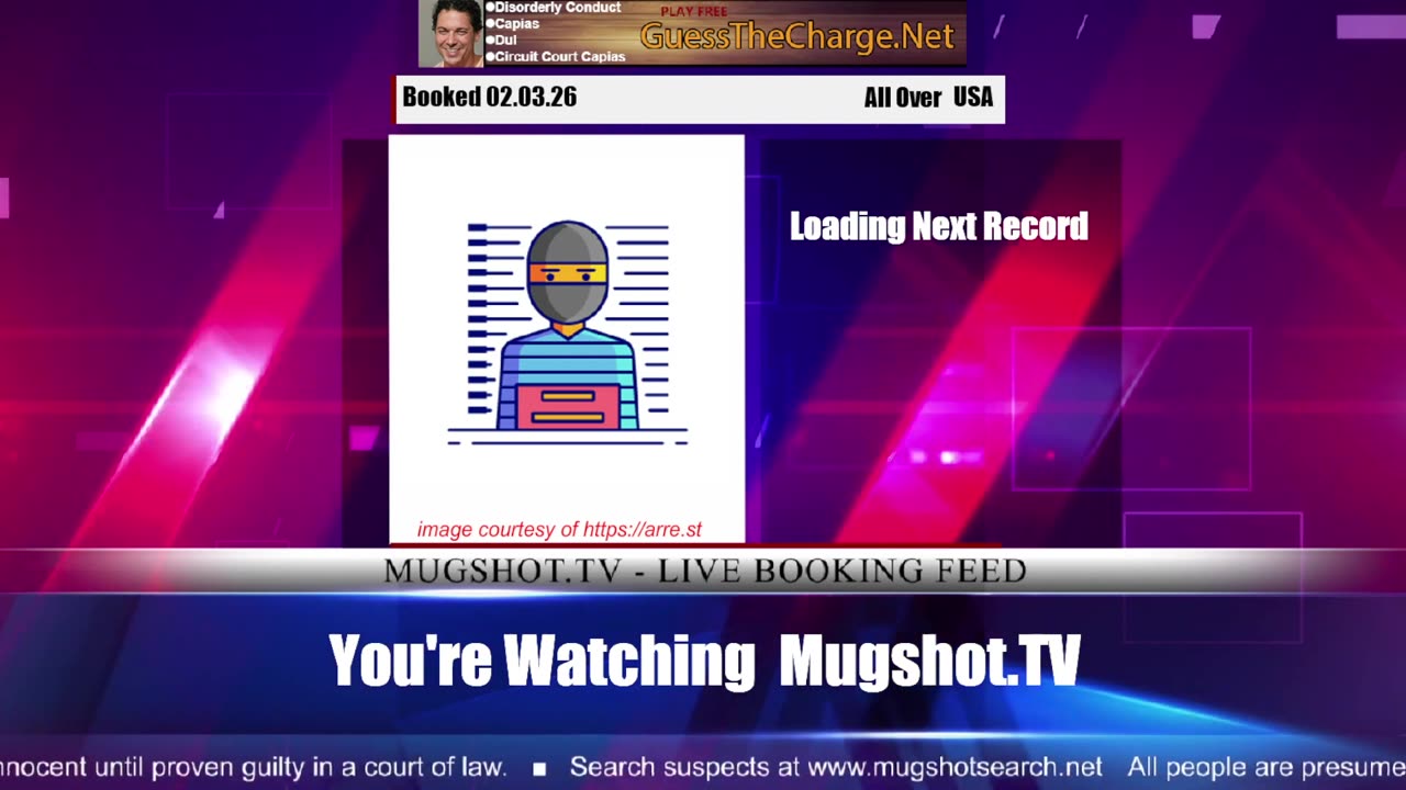 Mugshot TV - Live Arrest Booking Video Stream