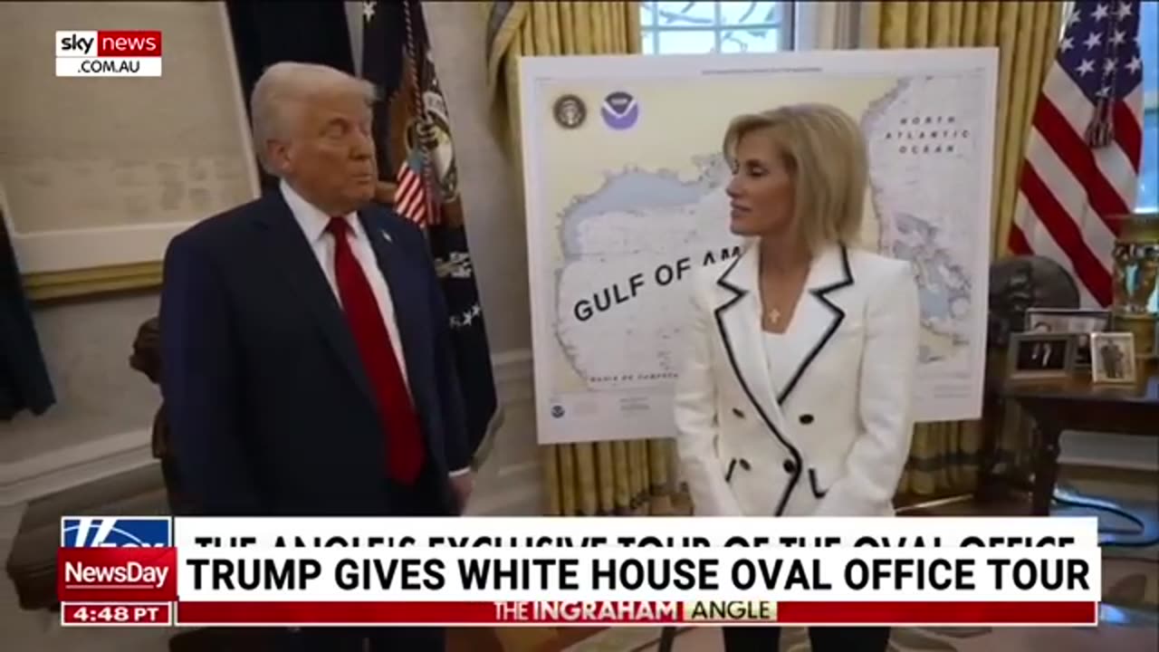Donald Trump gives rare tour of the Oval Office during News interview