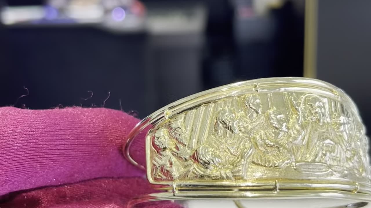 Real 10K Gold 3-D Last Supper Bangle