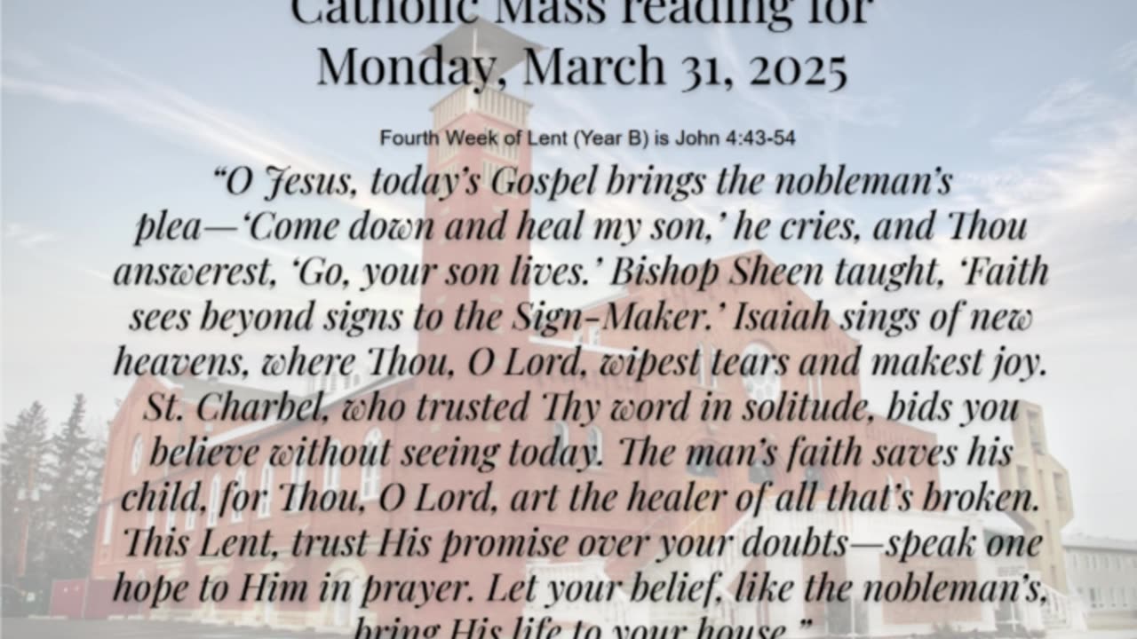 Mass Reading Reflection for Monday, March 31, 2025