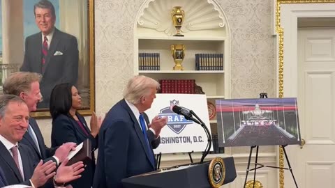President Donald J. Trump announces that the 2027 NFL Draft will be held in Washington DC on the National Mall.