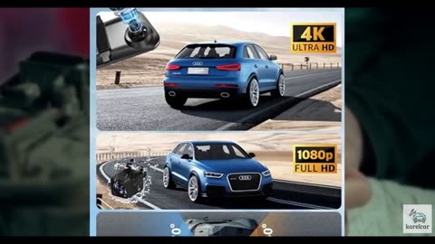 12''4K Rear View Mirror Camera with CarPlay&Andorid Auto,Mirror Dash Cam Front