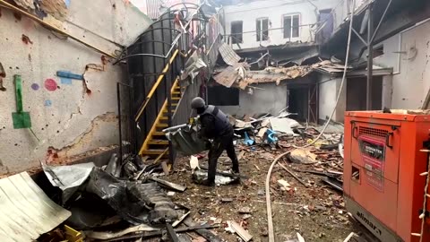 Children evacuated from Kharkiv kindergarten hit by Russian drone