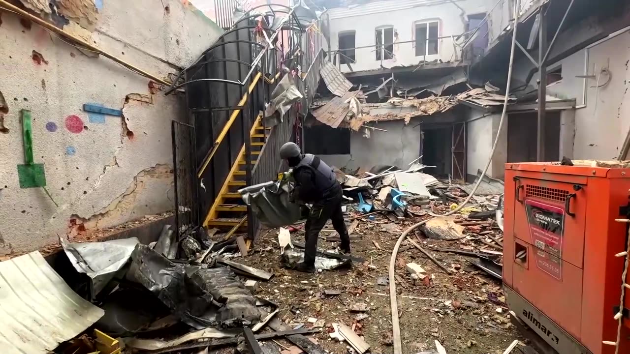 Children evacuated from Kharkiv kindergarten hit by Russian drone