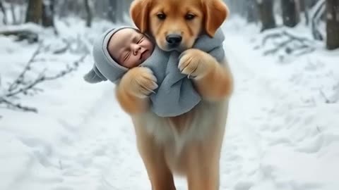 Courageous Puppy Saves Infant from a Raging Snowstorm!