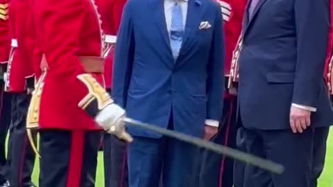 Funny moment as the King tells President Trump to ‘watch the sword'