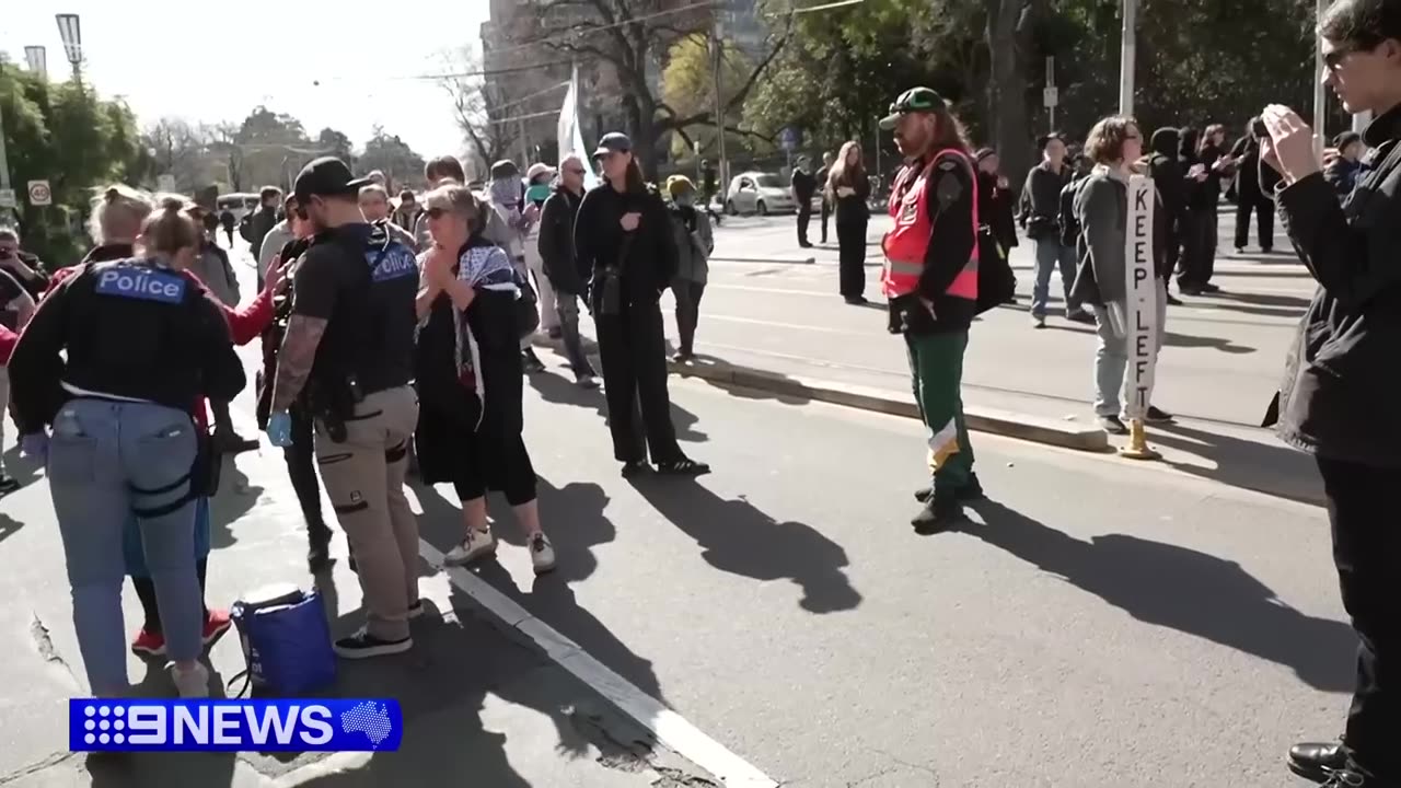 Several people arrested as protesters clash with police in Melbourne CBD