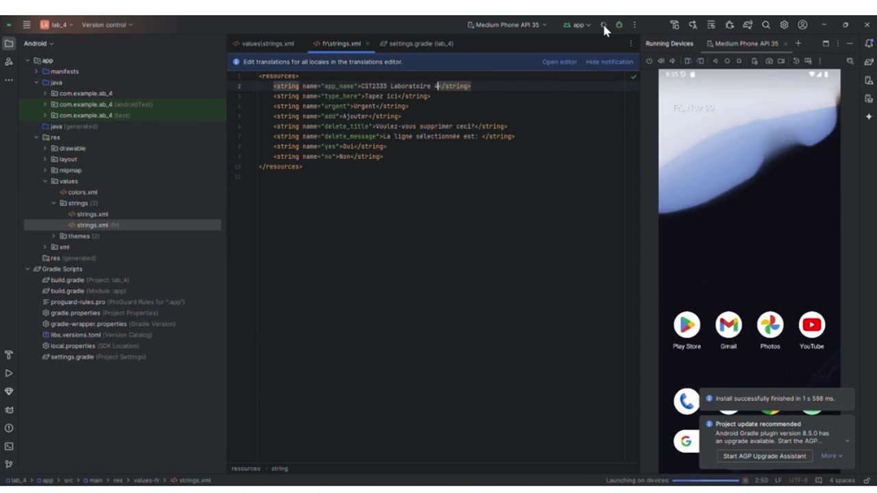 Client Work (Lab) | CST2335 Lab 4 To-Do App Android Studio | Algonquin College