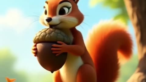 Cute Cartoon Squirrel with an Acorn 🐿️🌳