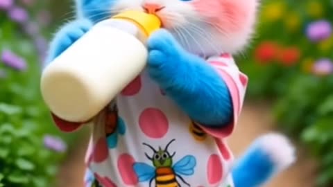 Adorable Twin Cats Drinking Milk Like Babies 🍼🐾