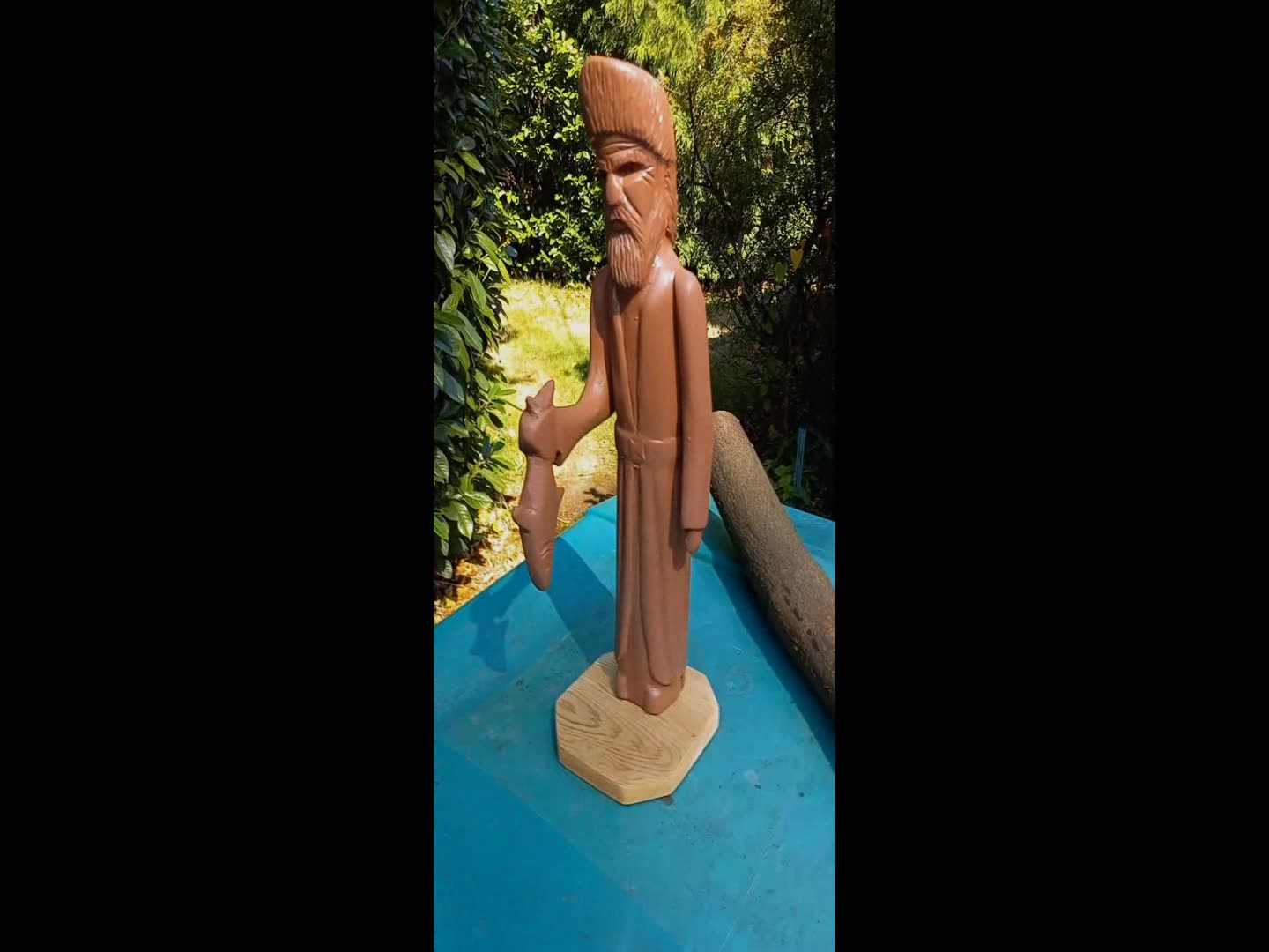 Wood Carving Mountain Man with a Fish and Fur Hat - talk thru