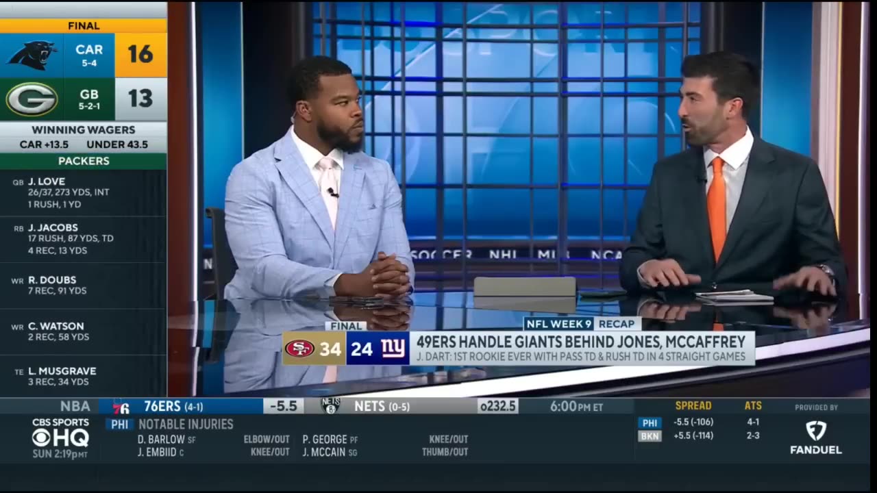 ESPN reacts to Christian McCaffrey and the 49ers run all over the Giants on the way to winning 34-24