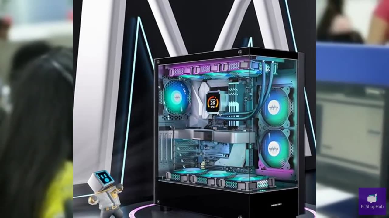 MUSETEX PC CASE ATX 6 PWM ARGB Fans Pre-Installed, Type-C Mid Tower Computer Cas