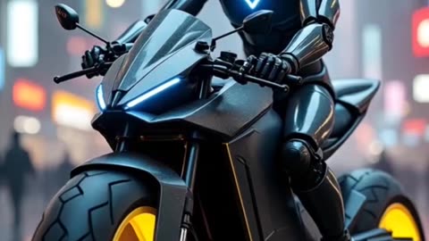 robot bike ride in city 🏍