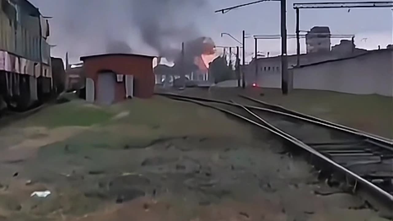 Drone Hits Train Depot — Massive Strike Captured in Seconds