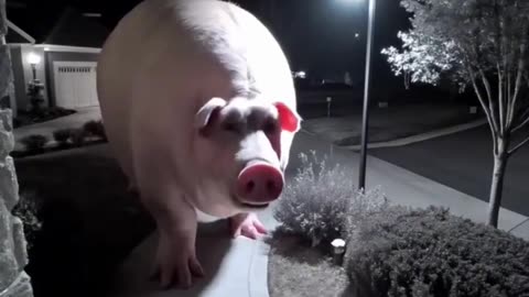 Huge pig caught on CCTV