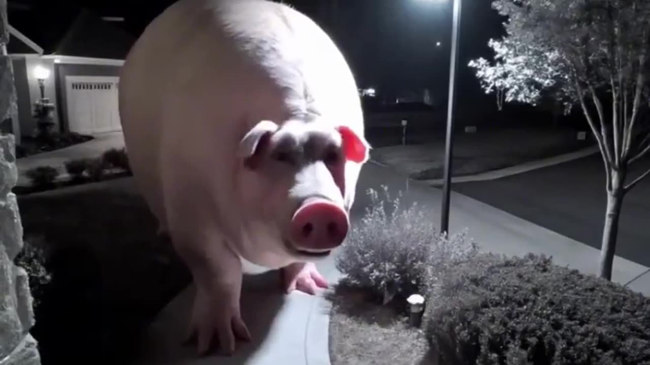 Huge pig caught on CCTV