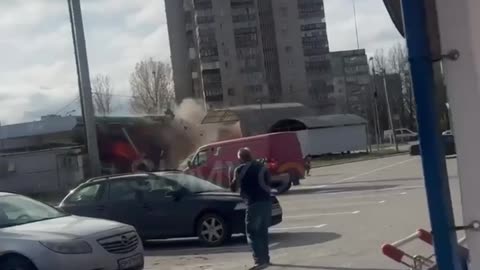 Russian Attack Drone Slams into Gas Station in Sumy