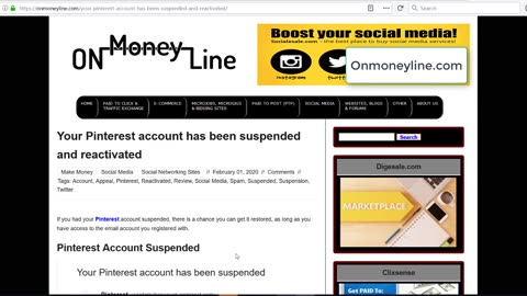 Your Pinterest account has been Suspended & Reactivated - Onmoneyline