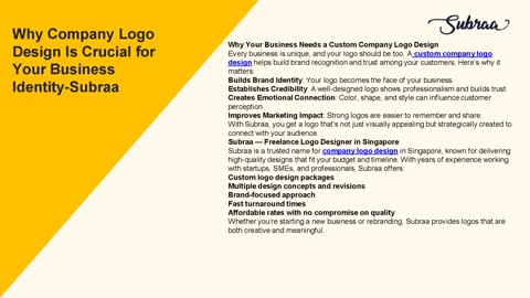 Why Company Logo Design Is Crucial for Your Business Identity-Subraa