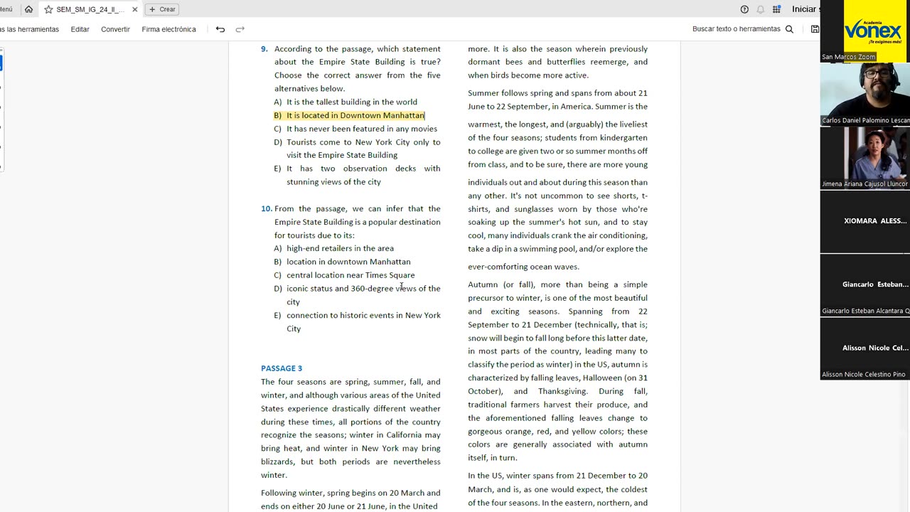 VONEX SEMESTRAL 2024 | Semana 05 | Inglés