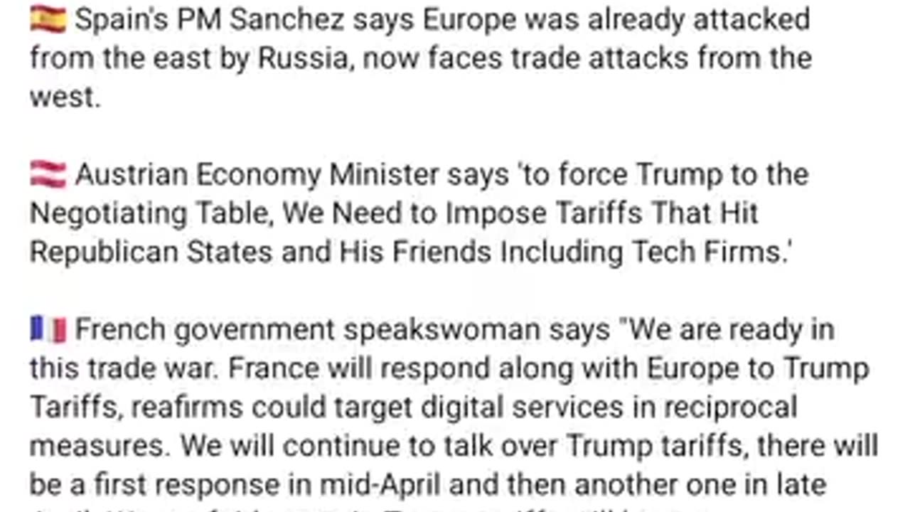 NEW: Mass panic in Europe, following Trump tariffs