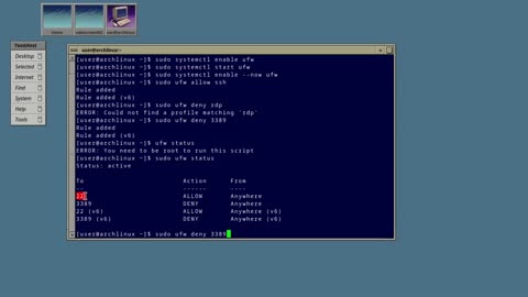 UFW firewall setup on arch Linux