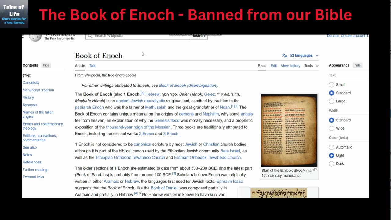 The Book of Enoch Banned from the Bible pt 1