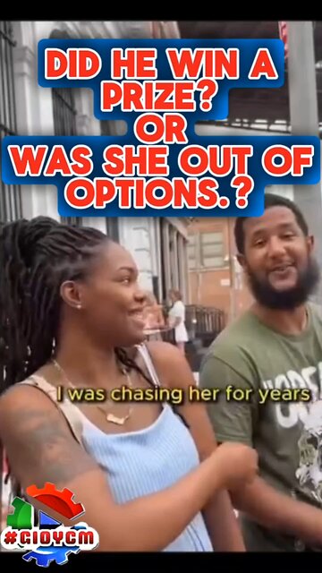 Did he win a prize? Or was she out of options? #cleanup man