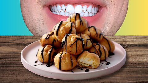 Eating Profiteroles Covered In Chocolate | ASMR FOOD EATING