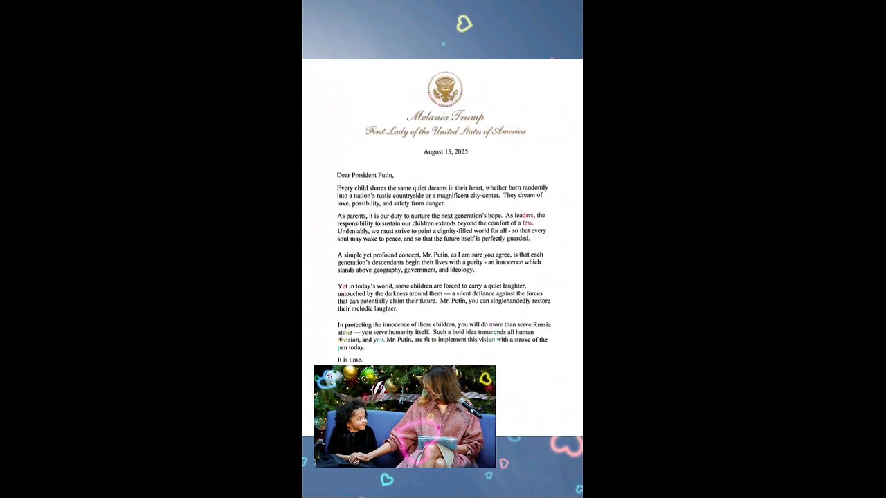 Melania writes to Putin