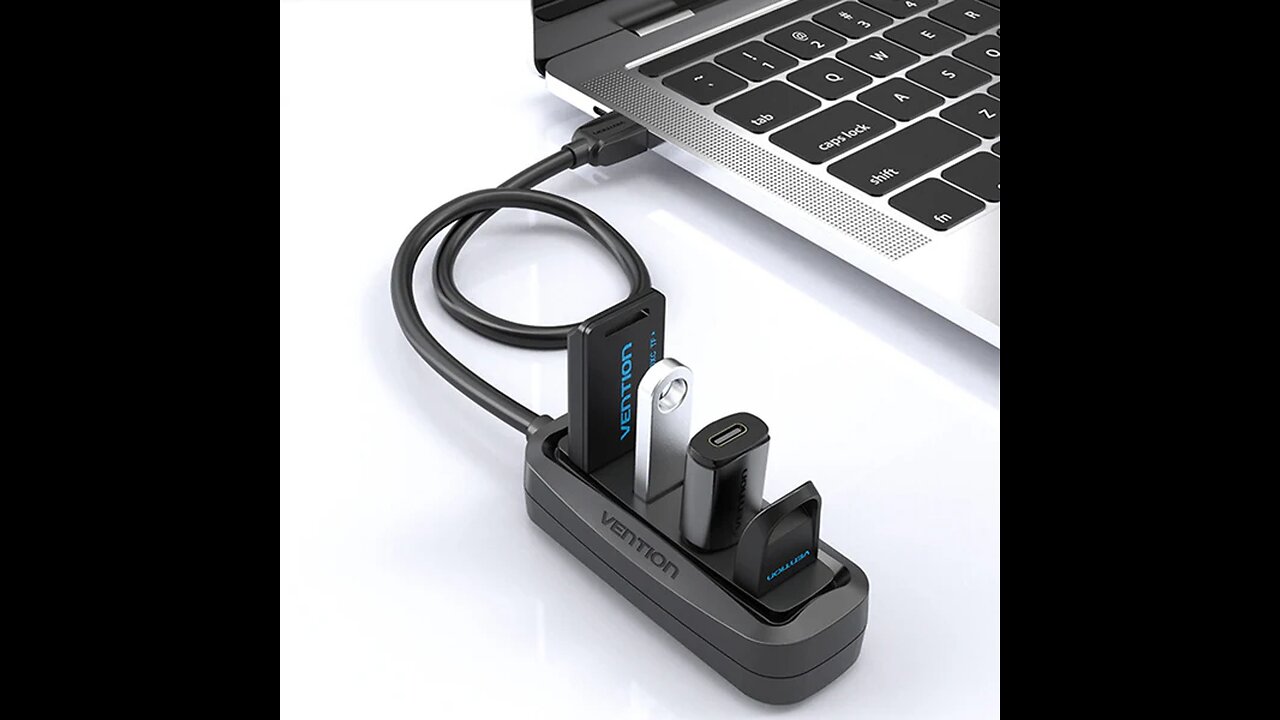 4-in-1 Ultra Slim Portable USB Extender Hub, for Flash Drives, HHD & More